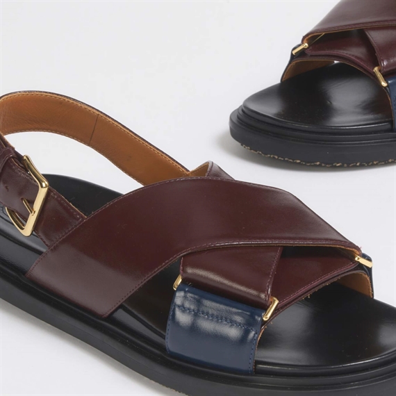 Marni Fussbett Sandaler, Bordeaux/Blue